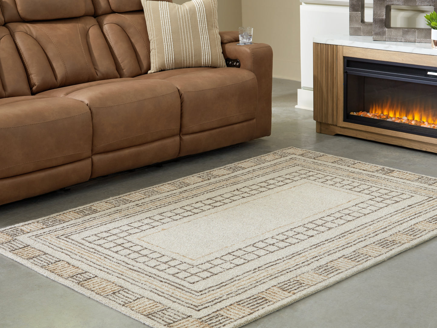 Orange Furniture Outlet - Ashley Furniture - Idaman Rug - Medium Rug / Taupe/Brown - R407292