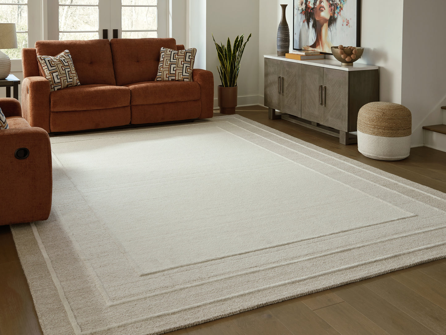 Orange Furniture Outlet - Ashley Furniture - Teelgan Rug - Extra Large Rug / Ivory/Tan - R407310