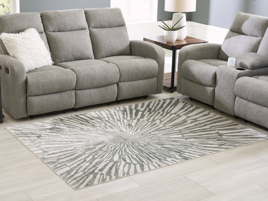 Orange Furniture Outlet - Ashley Furniture - Verland Rug - Washable 5' x 7' Area Rug / Gray/White - R407432
