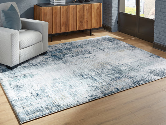Orange Furniture Outlet - Ashley Furniture - Arlenmont Rug - 5' x 7' Area Rug / Blue/White/Brown - R407482