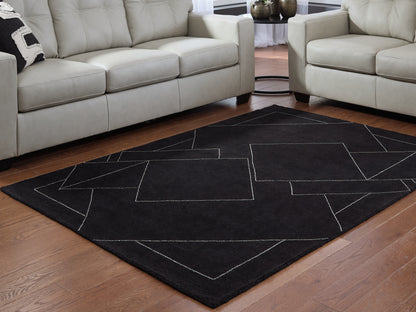 Orange Furniture Outlet - Ashley Furniture - Marav Rug - 5' x 7' Area Rug / Black/White - R407532