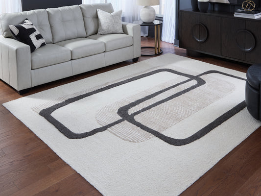 Orange Furniture Outlet - Ashley Furniture - Davismour Rug - 5' x 7' Area Rug / Ivory/Taupe/Charcoal - R407562