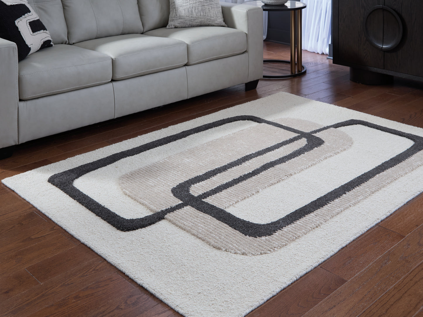 Orange Furniture Outlet - Ashley Furniture - Davismour Rug - 5' x 7' Area Rug / Ivory/Taupe/Charcoal - R407562
