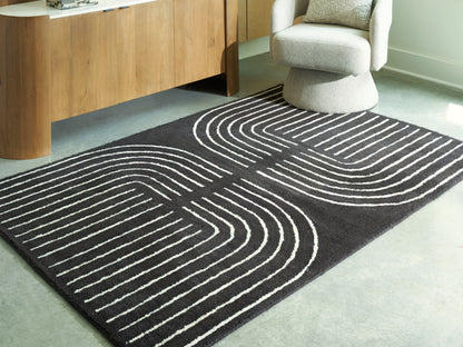 Orange Furniture Outlet - Ashley Furniture - Eldonmore Rug - 5' x 7' Area Rug / Black/Ivory - R407572