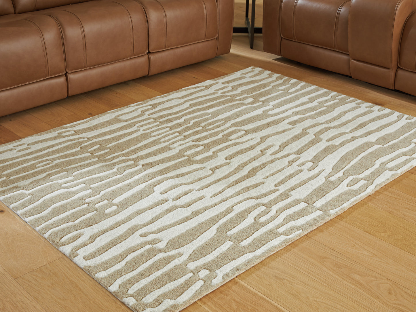 Orange Furniture Outlet - Ashley Furniture - Corrbell Rug - 5' x 7' Area Rug / Beige/White - R407632