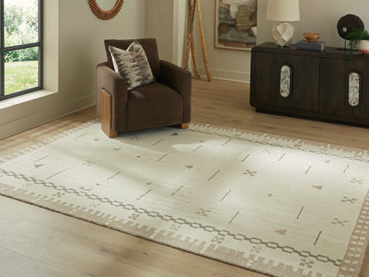 Orange Furniture Outlet - Ashley Furniture - Dot Rug - 5' x 7' Area Rug / Cream/Brown/Taupe - R407652