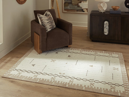 Orange Furniture Outlet - Ashley Furniture - Dot Rug - 5' x 7' Area Rug / Cream/Brown/Taupe - R407652