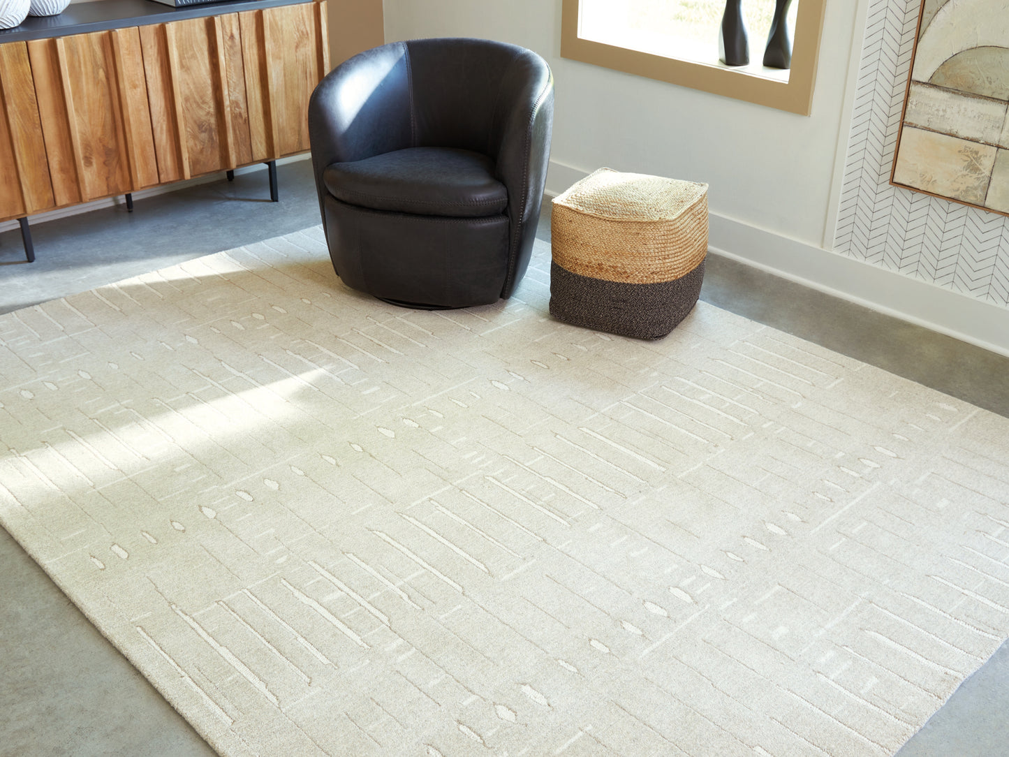 Orange Furniture Outlet - Ashley Furniture - Wolbert Rug - 7'8" x 10' Area Rug / Tan/Ivory - R407661