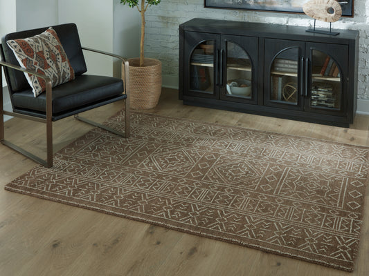 Orange Furniture Outlet - Ashley Furniture - Merrittman Rug - 7'8" x 10' Area Rug / Brown/Ivory - R407701