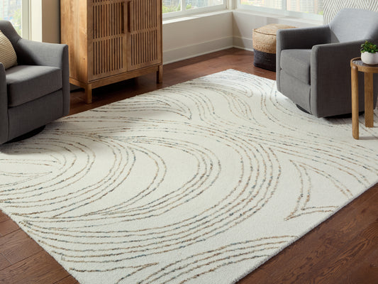 Orange Furniture Outlet - Ashley Furniture - Deenbury Rug - 7'8" x 10' Area Rug / Ivory/Green/Brown - R407861