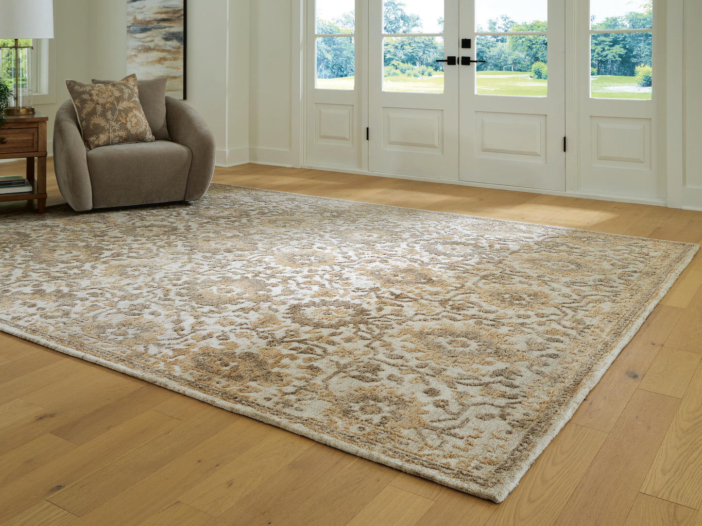 Orange Furniture Outlet - Ashley Furniture - Sableridge Rug - Extra Large Rug / Ivory/Taupe/Camel - R408570