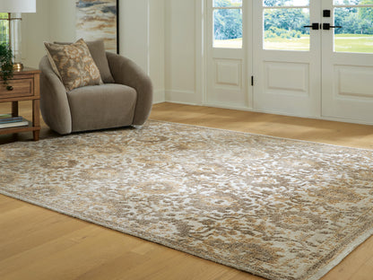 Orange Furniture Outlet - Ashley Furniture - Sableridge Rug - Large Rug / Ivory/Taupe/Camel - R408571