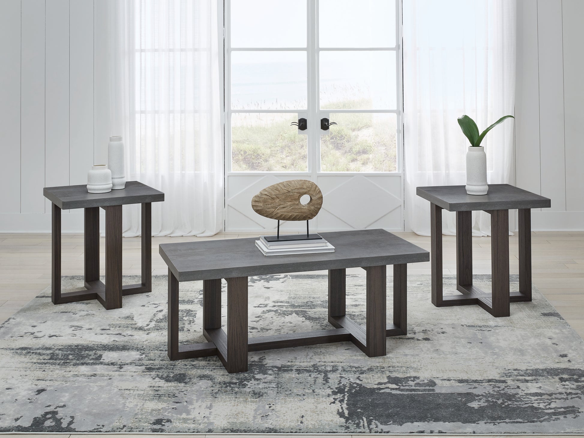 Orange Furniture Outlet - Ashley Furniture - Dynnford Table (Set of 3) - Occasional Table Set (3/CN) / Gray/Brown - T216-13