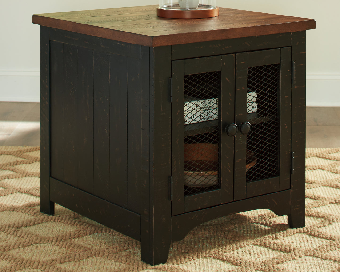 Orange Furniture Outlet - Ashley Furniture - Valebeck End Table - Rectangular End Table / Black/Brown - T468-3