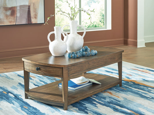 Orange Furniture Outlet - Ashley Furniture - Burkbyer Coffee Table - Rectangular Cocktail Table / Brown - T513-1