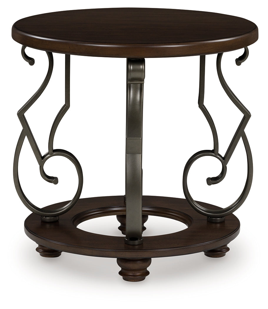 Orange Furniture Outlet - Ashley Furniture - Frallyn End Table - Round End Table / Dark Brown - T623-6