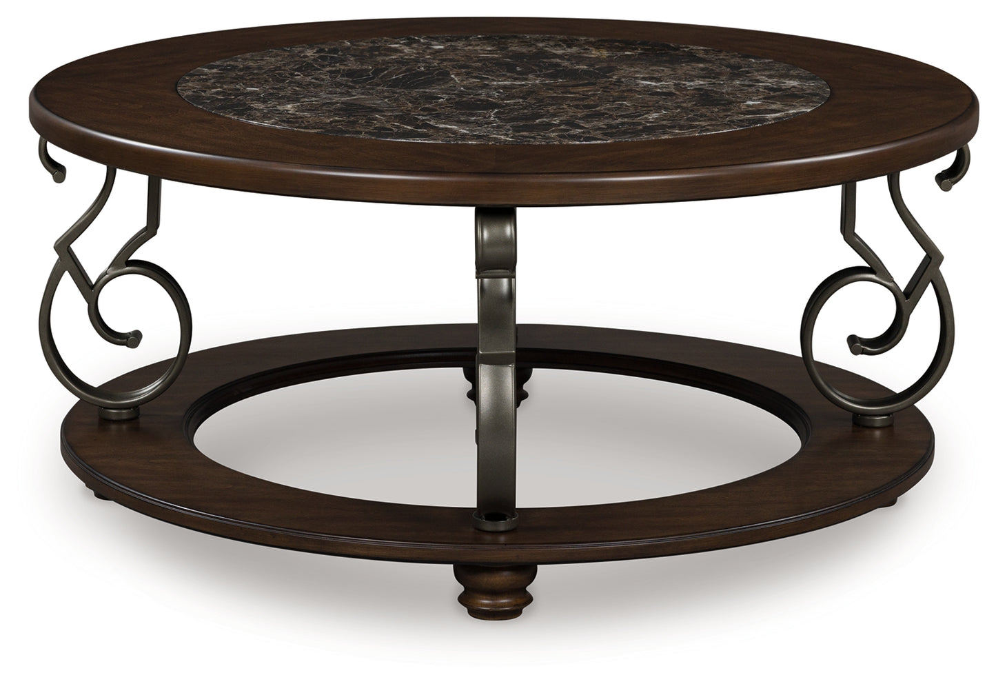 Orange Furniture Outlet - Ashley Furniture - Frallyn Coffee Table - Round Cocktail Table / Dark Brown - T623-8
