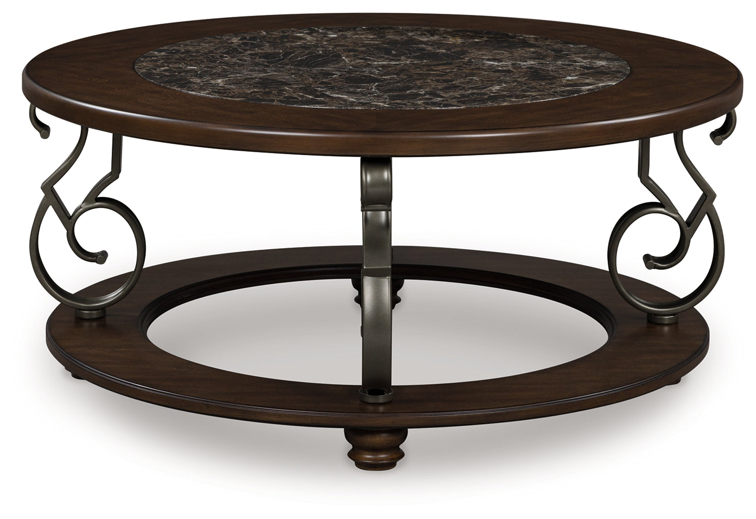 Orange Furniture Outlet - Ashley Furniture - Frallyn Coffee Table - Round Cocktail Table / Dark Brown - T623-8