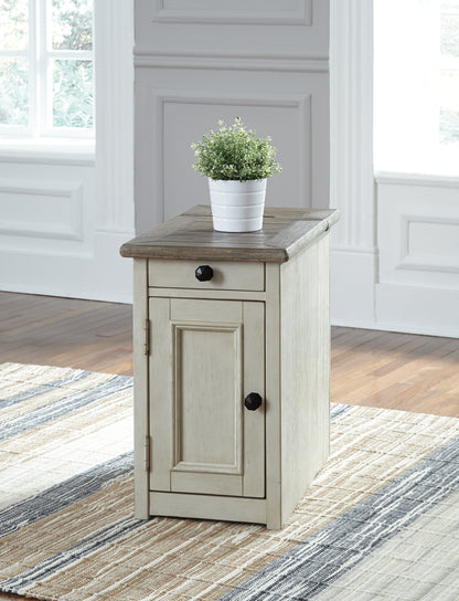 Orange Furniture Outlet - Ashley Furniture - Bolanburg Chairside End Table with USB Ports & Outlets - Chair Side End Table / Two-tone - T637-7