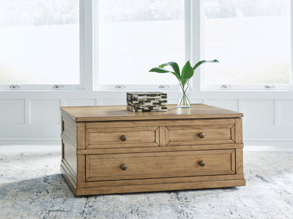 Orange Furniture Outlet - Ashley Furniture - Sharlance Lift-Top Coffee Table - Lift Top Cocktail Table / Light Brown - T655-9