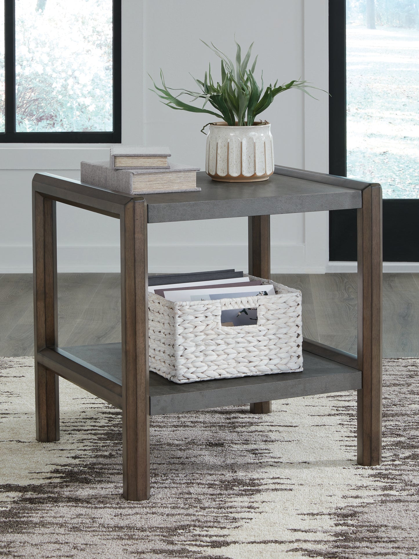 Orange Furniture Outlet - Ashley Furniture - Kallenny End Table - Rectangular End Table / Brown/Gray - T669-3
