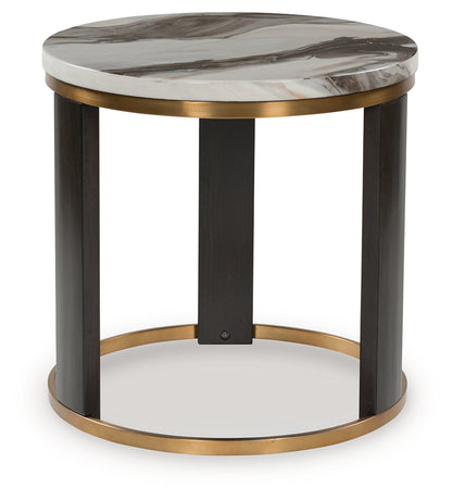 Orange Furniture Outlet - Ashley Furniture - Jazmore End Table - Round End Table / Brown/Brass Finish - T671-6