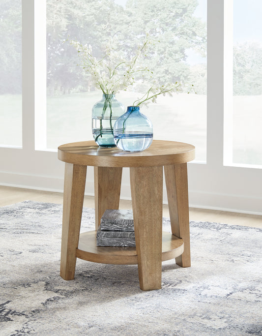Orange Furniture Outlet - Ashley Furniture - Kristiland End Table - Round End Table / Light Brown - T674-6