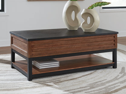 Orange Furniture Outlet - Ashley Furniture - Kallari Lift-Top Coffee Table - Lift Top Cocktail Table / Warm Brown/Black - T737-9