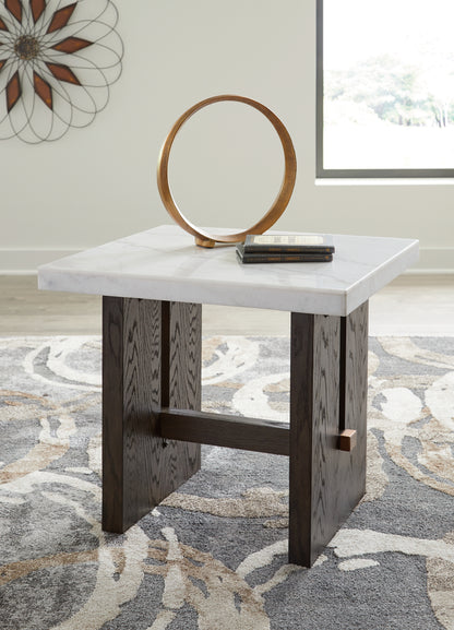 Orange Furniture Outlet - Ashley Furniture - Burkhaus End Table - Rectangular End Table / White/Dark Brown - T779-3