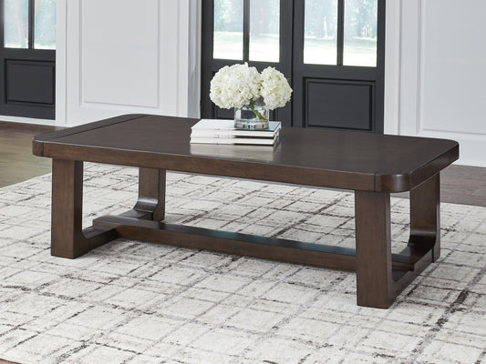 Orange Furniture Outlet - Ashley Furniture - Breckington Coffee Table - Rectangular Cocktail Table / Dark Brown - T856-1