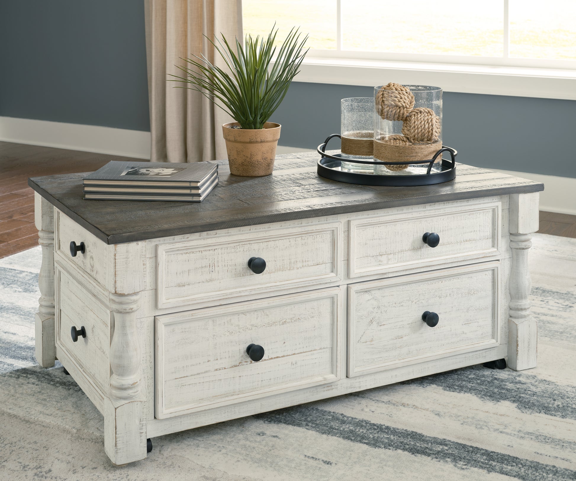 Orange Furniture Outlet - Ashley Furniture - Havalance Lift-Top Coffee Table - Lift Top Cocktail Table / White/Gray - T994-20