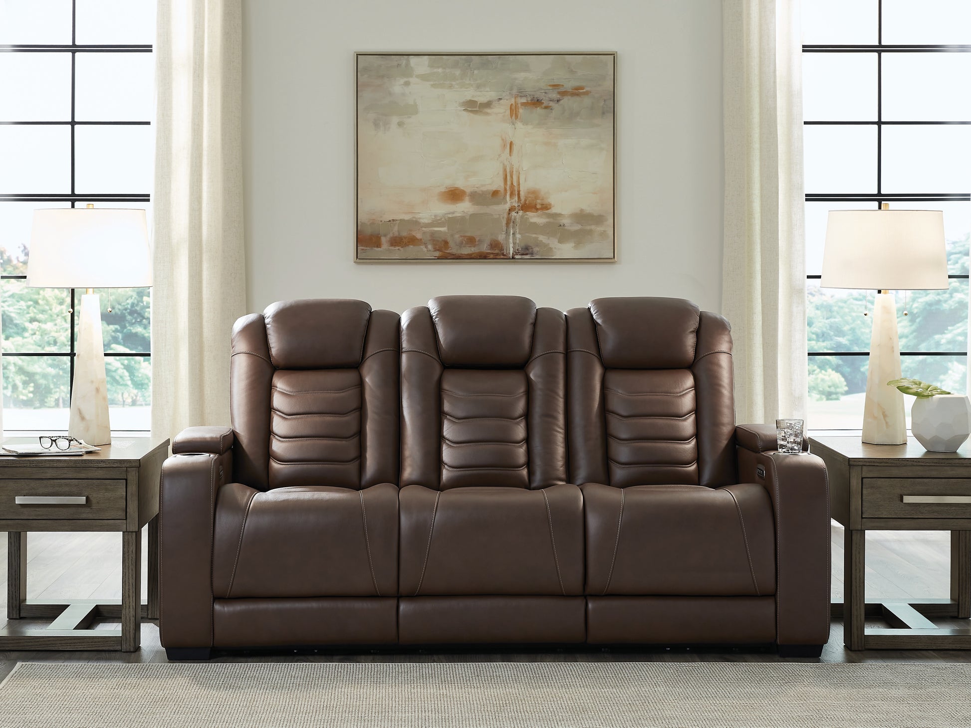 Orange Furniture Outlet - Ashley Furniture - High Impact Living Room - PWR REC Sofa with ADJ Headrest / Tobacco - U1060115