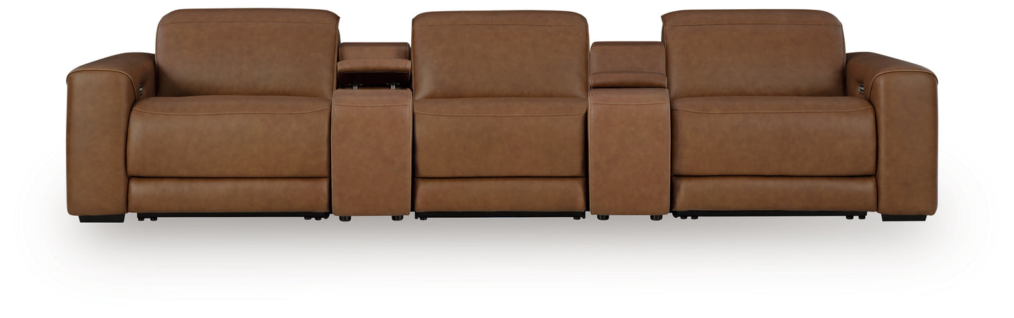 Orange Furniture Outlet - Ashley Furniture - Magic Man Sectional - 5-Piece Power Reclining Sectional with Console / Caramel - PCU10700S10