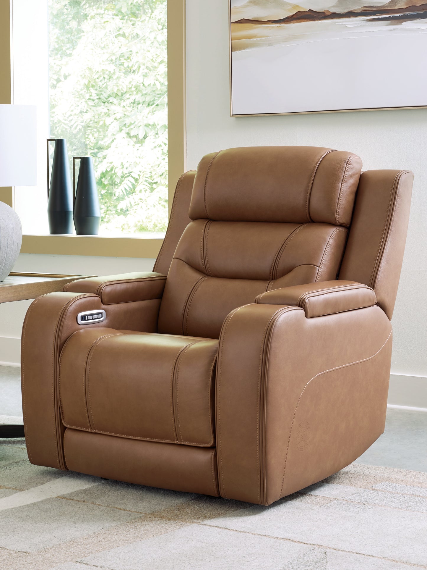 Orange Furniture Outlet - Ashley Furniture - Knightington Living Room - Power Recliner w/Audio Seating / Caramel - PCU1160013A