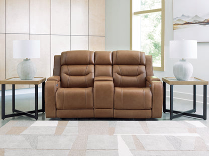 Orange Furniture Outlet - Ashley Furniture - Knightington Living Room - PWR REC Love w/Audio Seating / Caramel - PCU1160018A