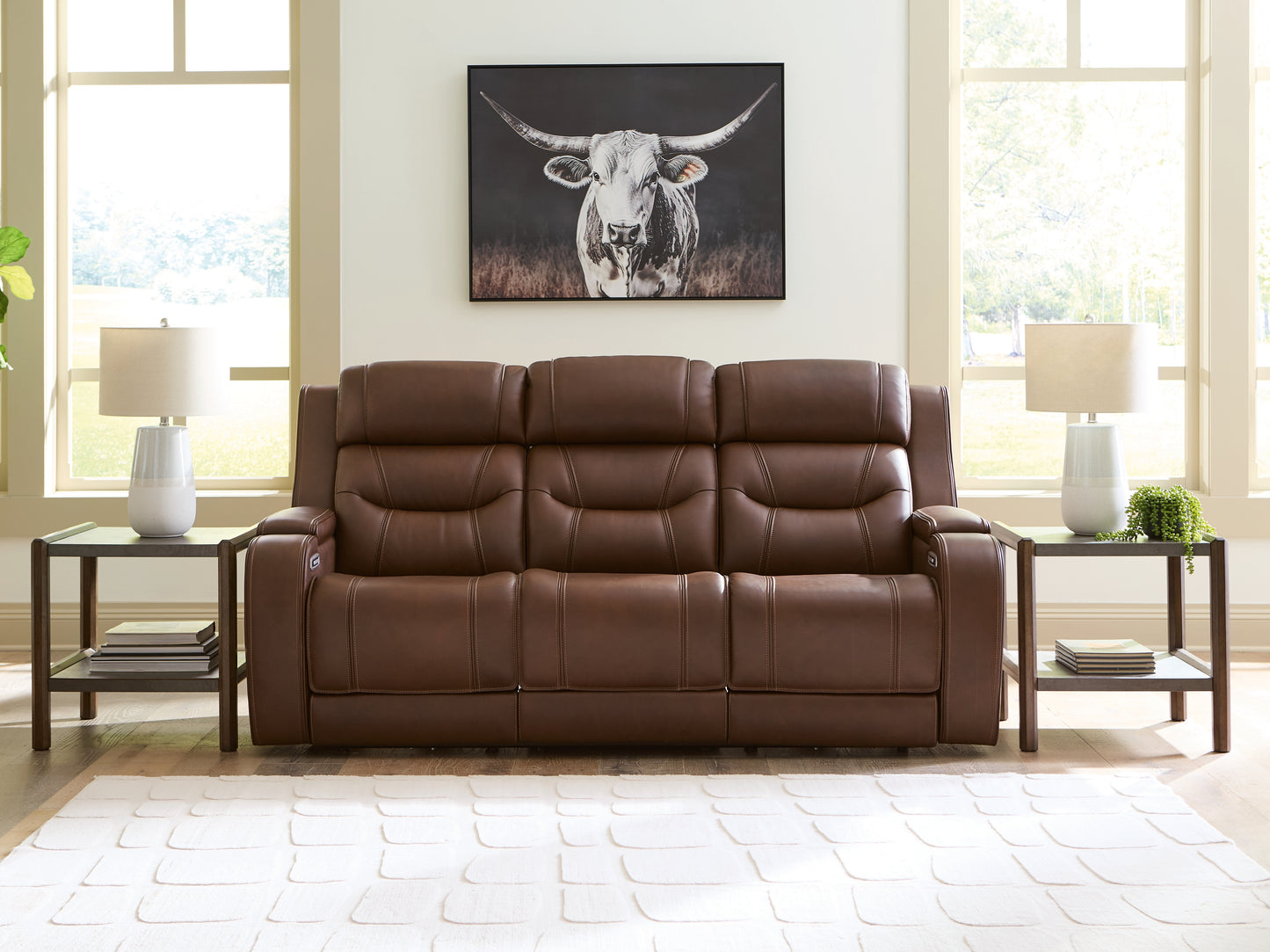 Orange Furniture Outlet - Ashley Furniture - Knightington Living Room - Power Recliner w/Audio Seating / Brown - PCU1160213A