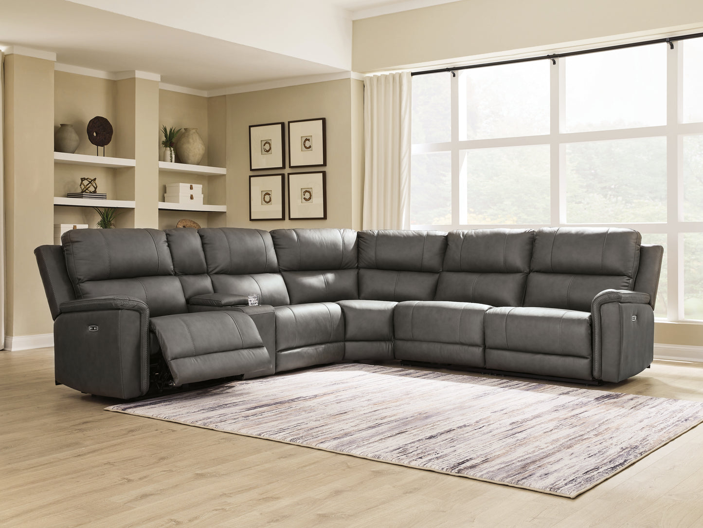 Orange Furniture Outlet - Ashley Furniture - Bleckley Sectional - 6-Piece Power Reclining Sectional / Anchor - PCU12000S5