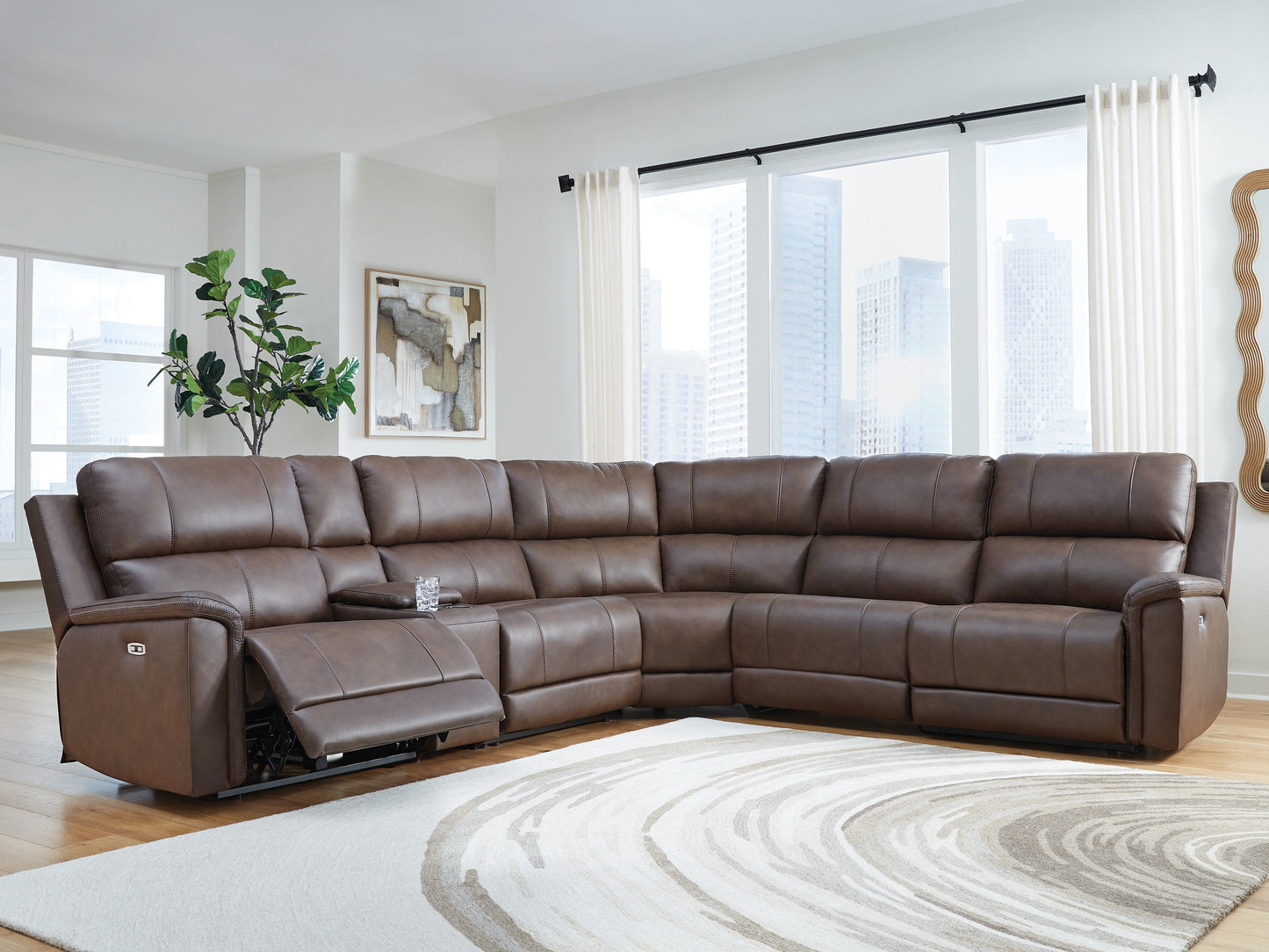 Orange Furniture Outlet - Ashley Furniture - Bleckley Sectional - 6-Piece Power Reclining Sectional / Espresso - PCU12001S5