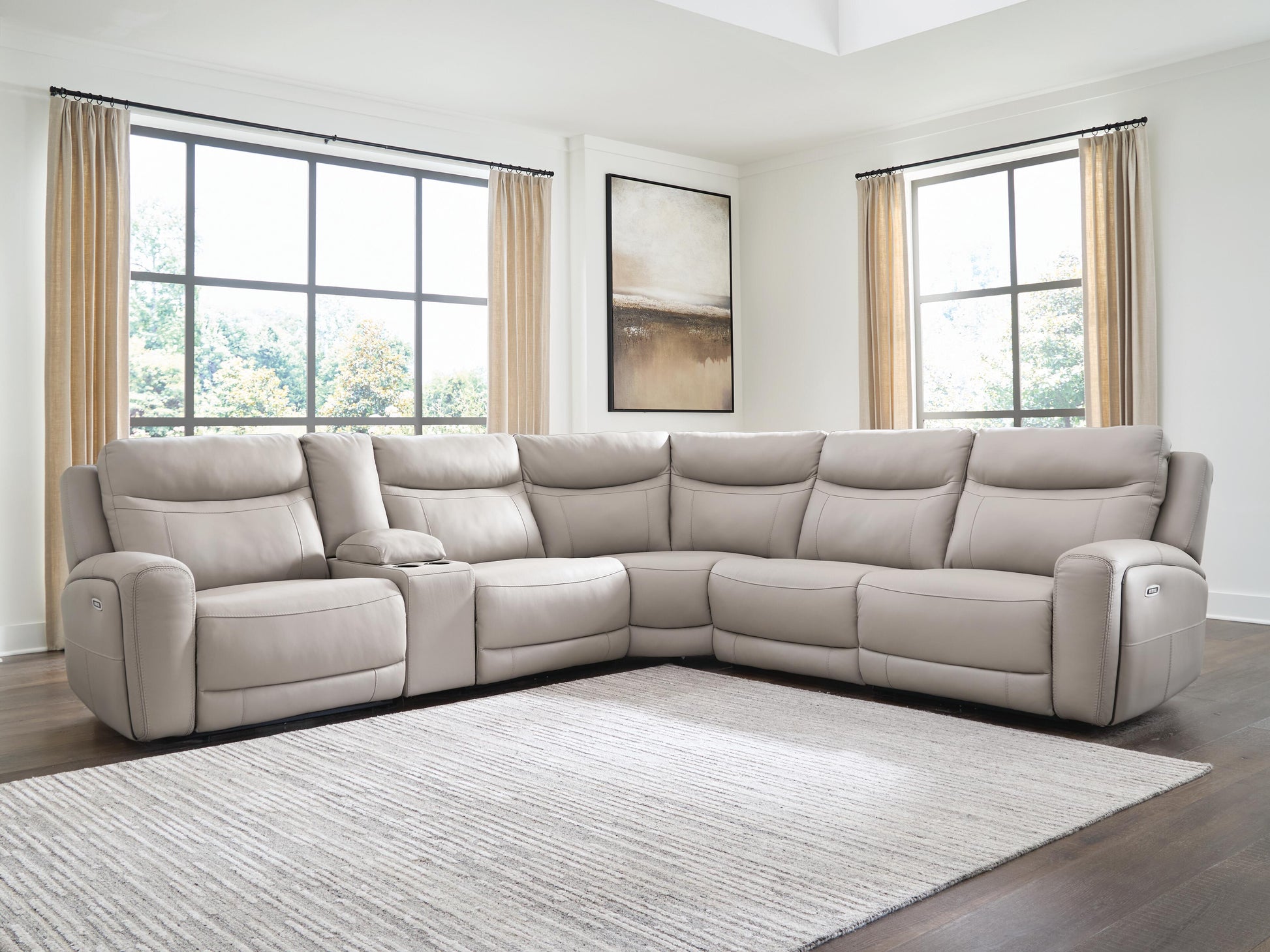 Orange Furniture Outlet - Ashley Furniture - Gravier Sectional - 6-Piece Power Reclining Sectional with Storage Console - U13300S5