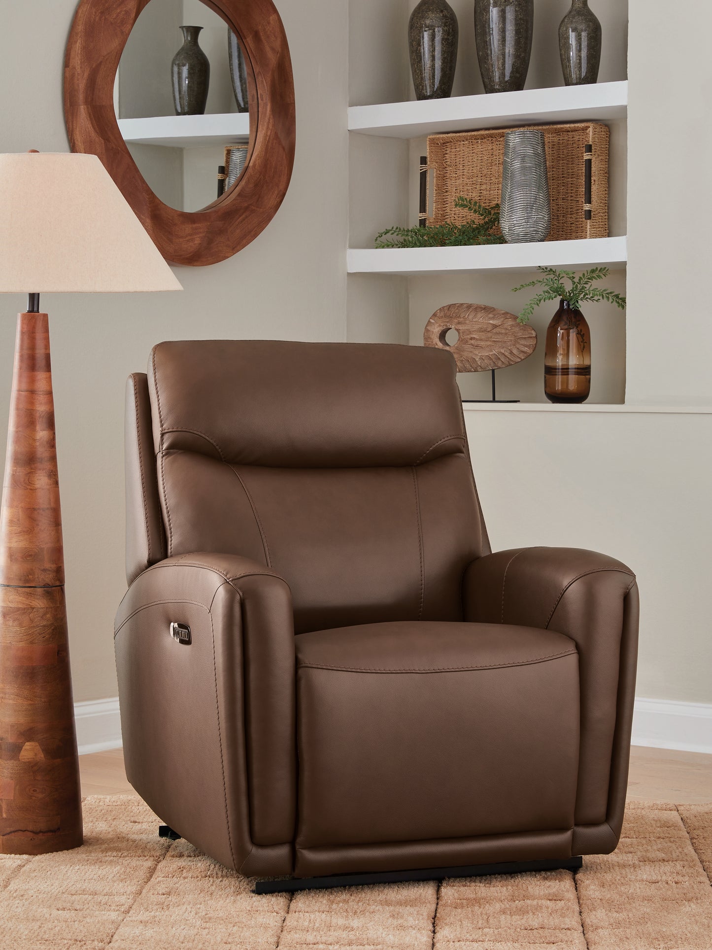 Orange Furniture Outlet - Ashley Furniture - Pincara Living Room - PWR AutoGlide REC/ADJ Headrest / Umber - PCU1380242