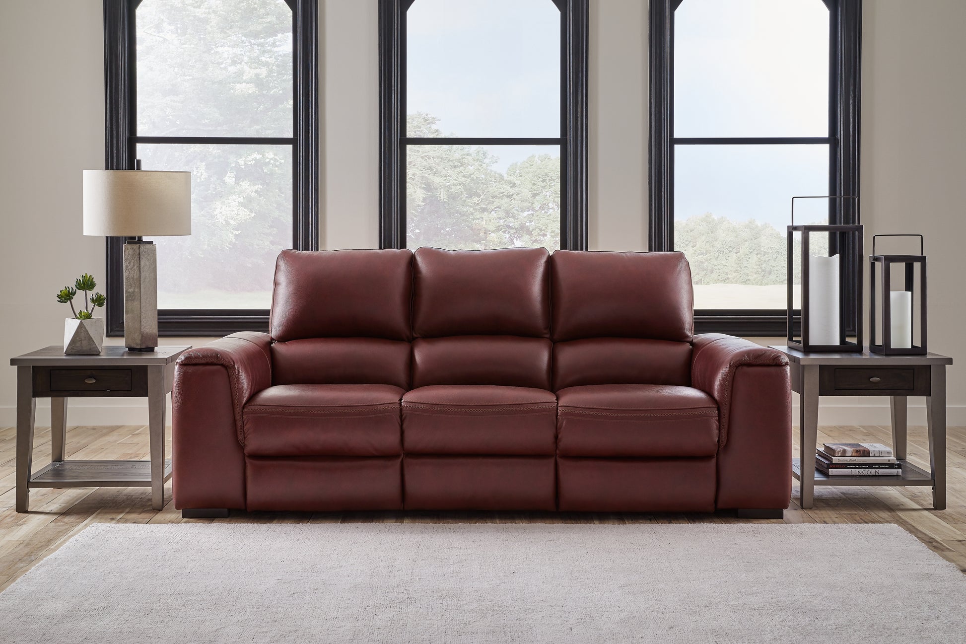 Orange Furniture Outlet - Ashley Furniture - Alessandro Living Room - PWR REC Sofa with ADJ Headrest / Garnet - U2550115