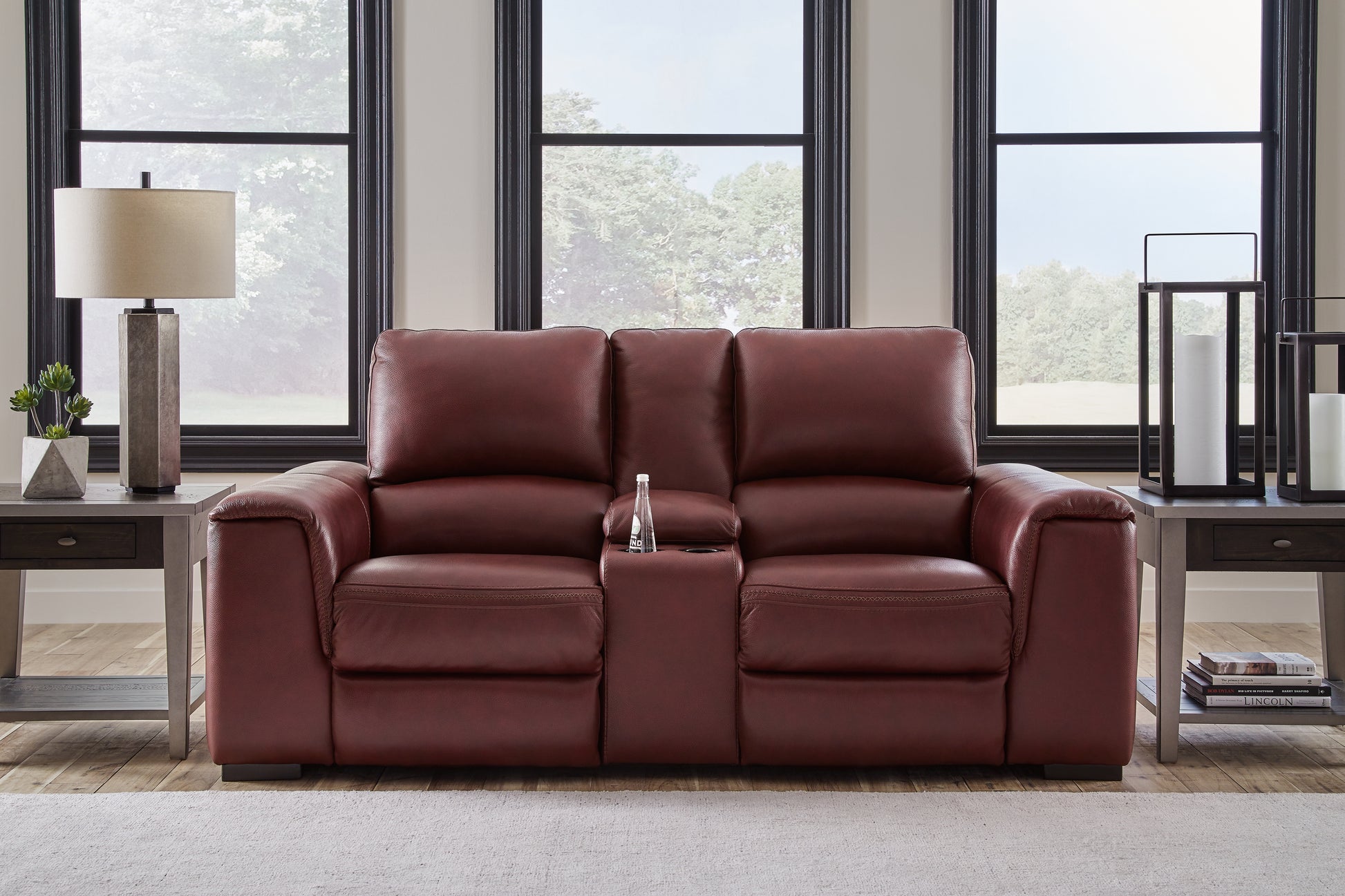 Orange Furniture Outlet - Ashley Furniture - Alessandro Living Room - PWR REC Loveseat/CON/ADJ HDRST / Garnet - U2550118