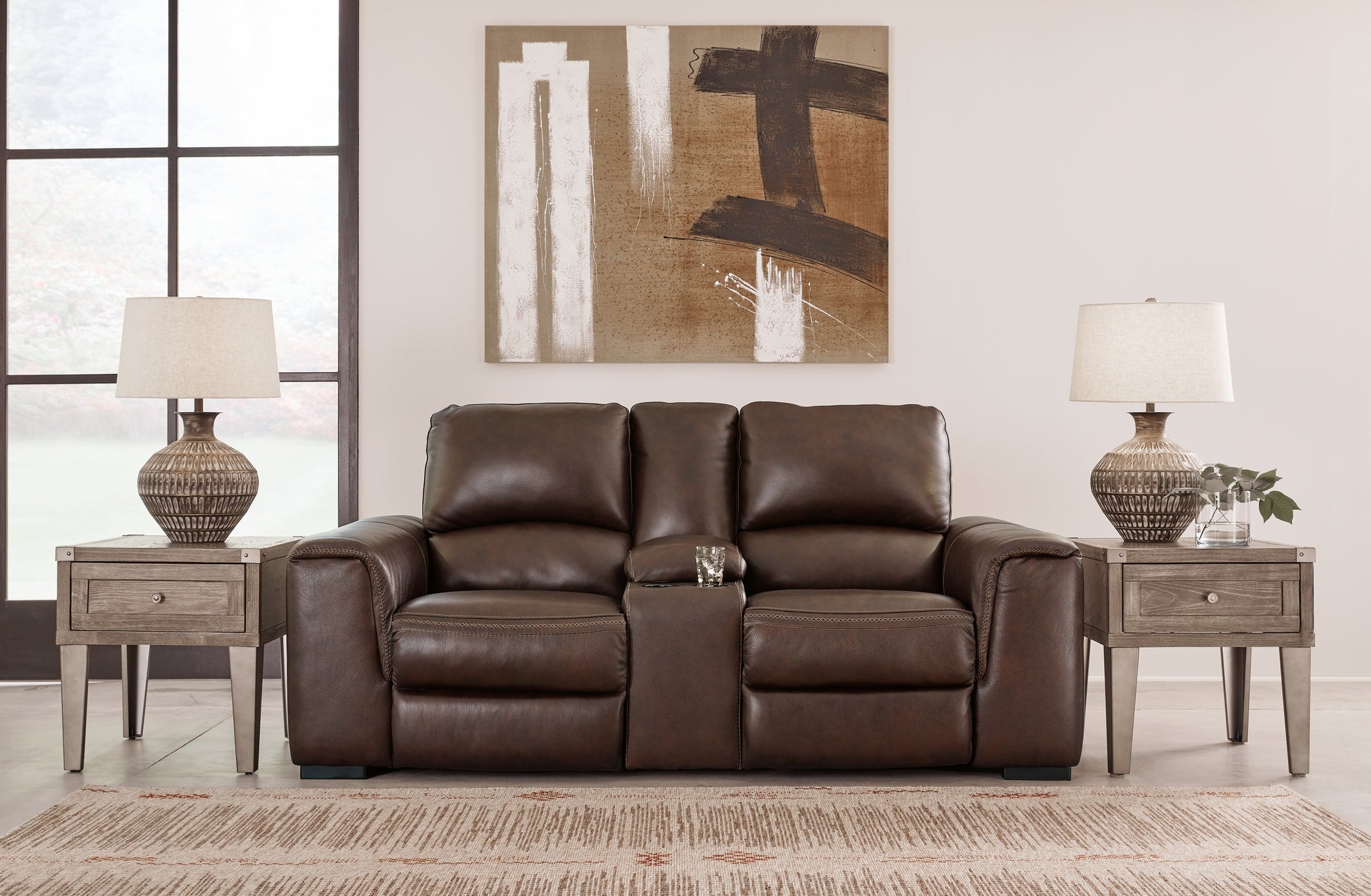Orange Furniture Outlet - Ashley Furniture - Alessandro Living Room - PWR Recliner/ADJ Headrest / Garnet - U2550113