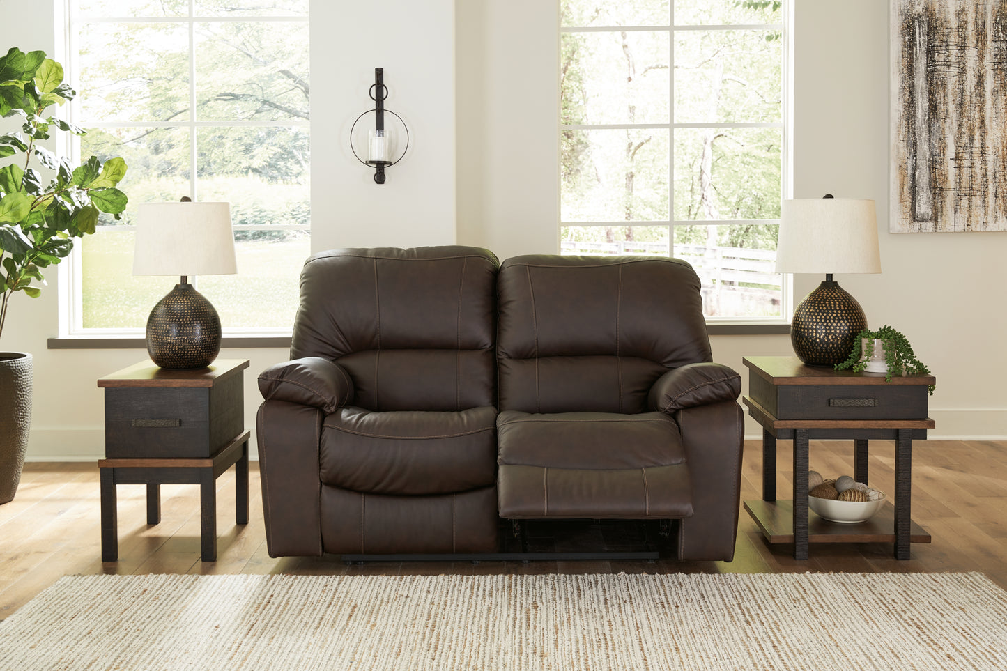 Orange Furniture Outlet - Ashley Furniture - Leesworth Living Room - Reclining Power Loveseat / Ocean - U4380974