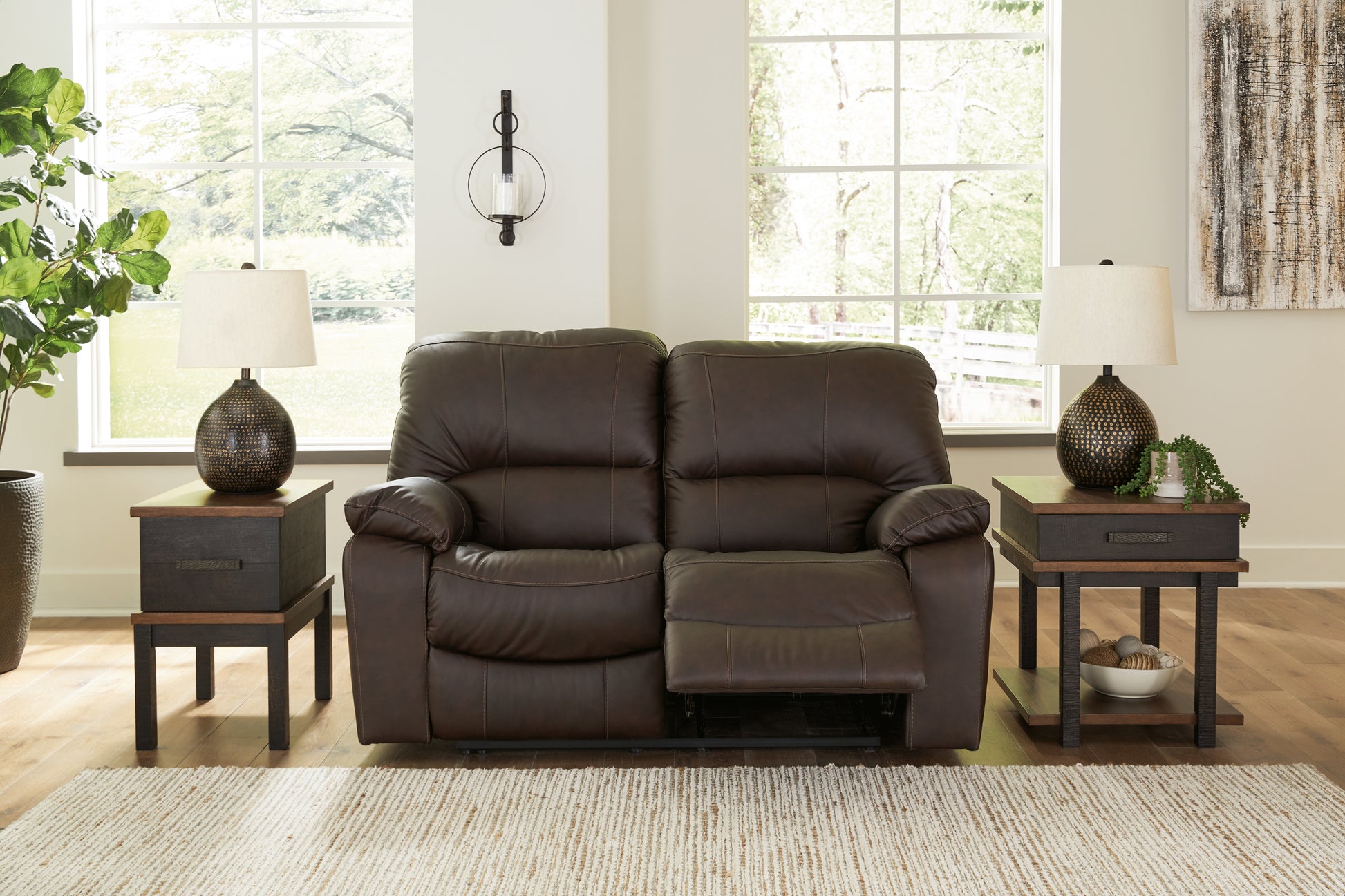 Orange Furniture Outlet - Ashley Furniture - Leesworth Living Room - Reclining Power Loveseat / Ocean - U4380974