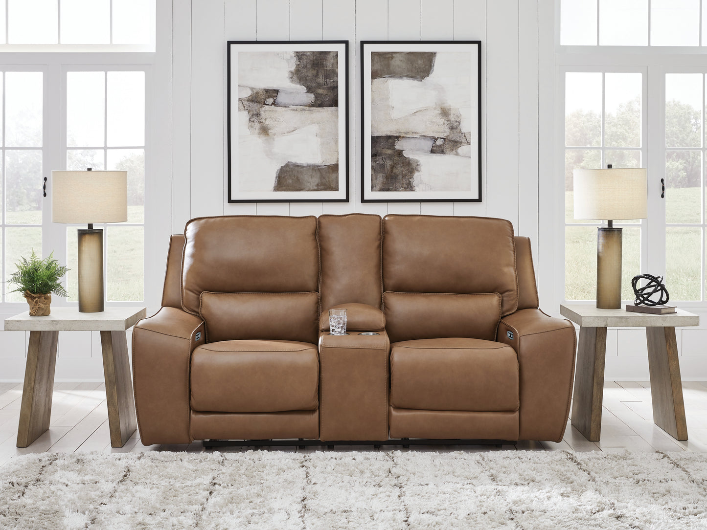 Orange Furniture Outlet - Ashley Furniture - DeepWakes Living Room - PWR REC Loveseat/CON/ADJ HDRST / Caramel - PCU6260618