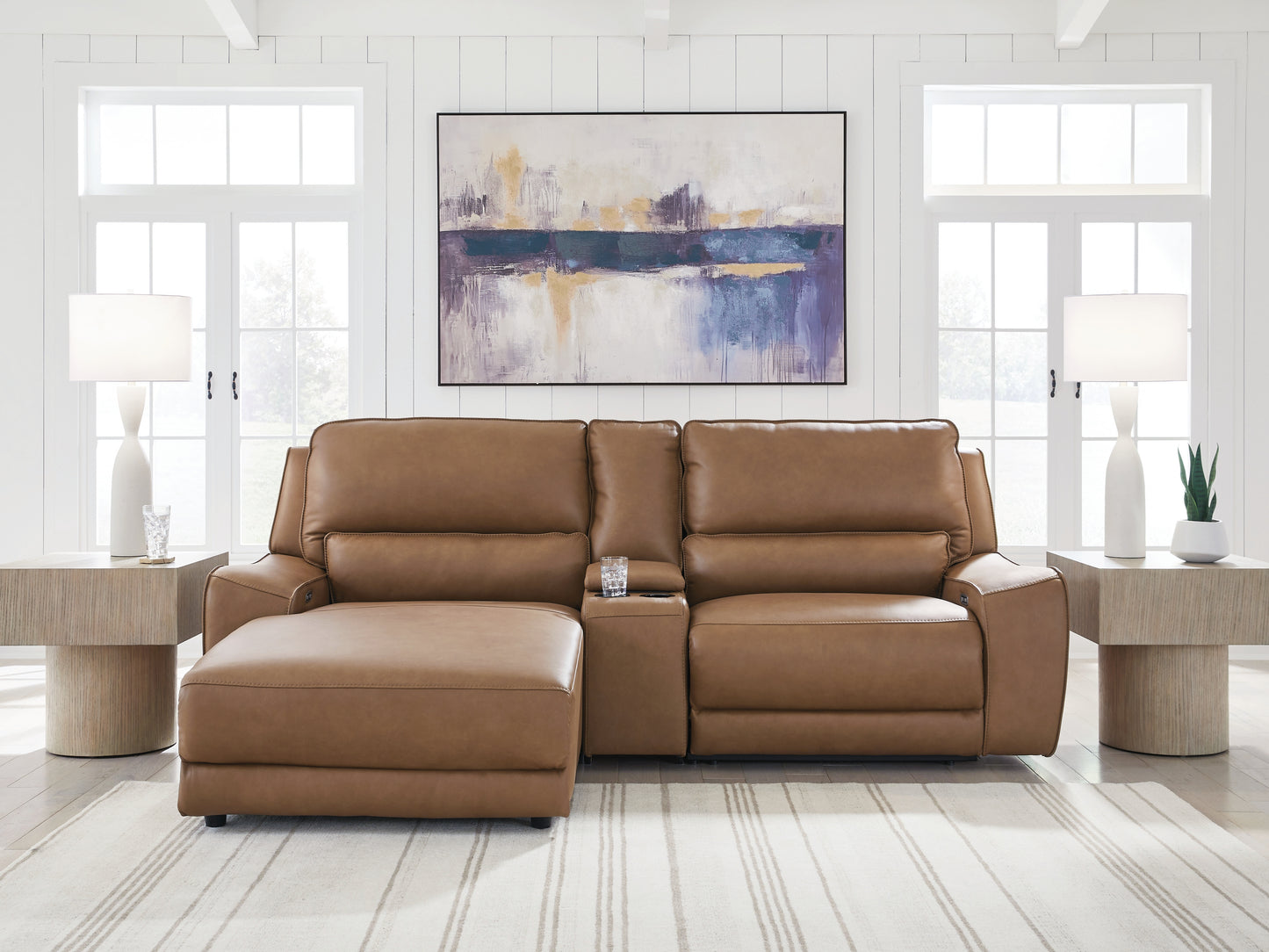 Orange Furniture Outlet - Ashley Furniture - DeepWakes Sectional - 3-Piece Power Reclining Sectional with Chaise / Caramel - PCU62606S17