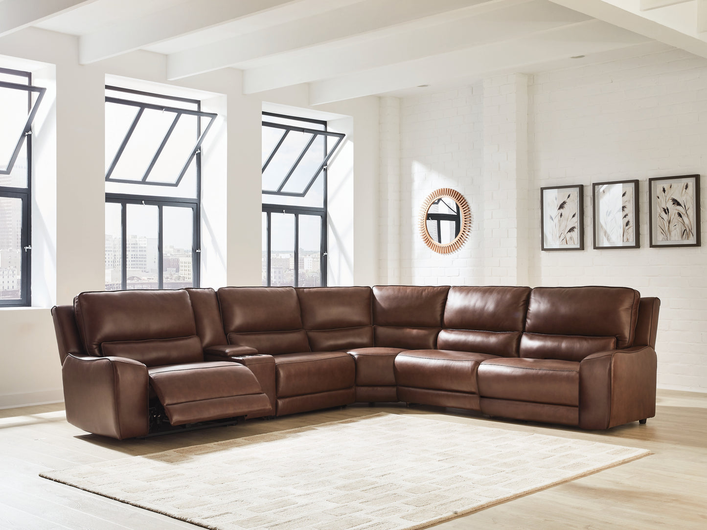 Orange Furniture Outlet - Ashley Furniture - DeepWakes Sectional - 6-Piece Reclining Sectional with Storage Console / Canyon - PCU62607S36