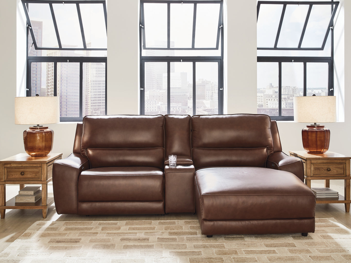 Orange Furniture Outlet - Ashley Furniture - DeepWakes Sectional - 3-Piece Power Reclining Sectional with Chaise / Canyon - PCU62607S4