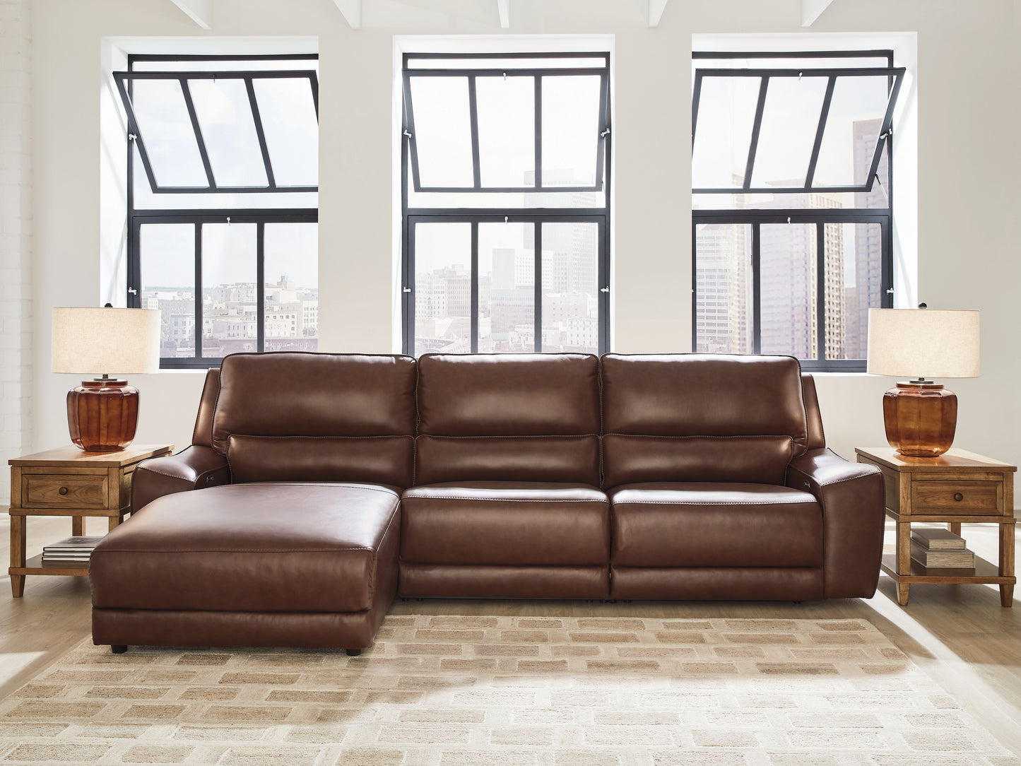 Orange Furniture Outlet - Ashley Furniture - DeepWakes Sectional - 3-Piece Reclining Sofa Chaise / Canyon - PCU62607S23